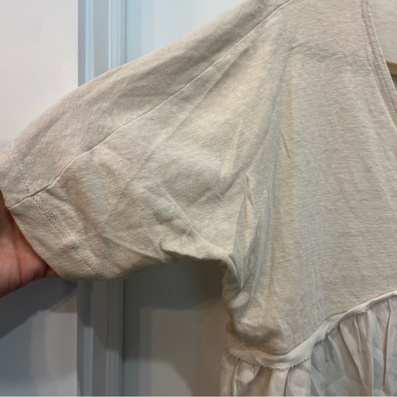 Zara Tan Beige Short Sleeve Boho Gauzy Bottom Top Size Medium Style 0264/033/711 - Picture 2 of 8